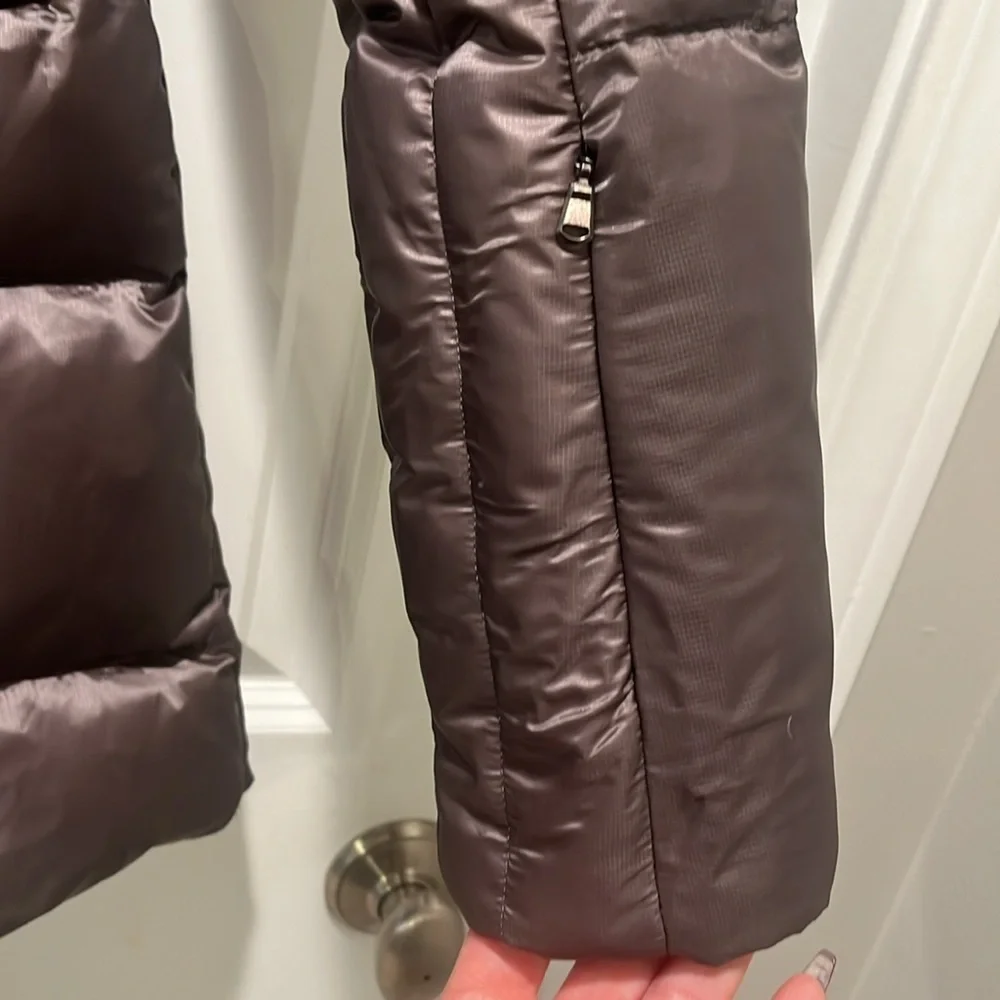 MeCo Goose Down Jacket Coat Women’s chocolate brown long length